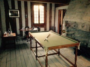 Old exhibits in the Commanding Officer’s House included a billiard room. Research indicates that while there was likely a billiard room at Michilimackinac, it was not in the commander’s house. This room will be the DePeyster’s bedroom in the new exhibit. 